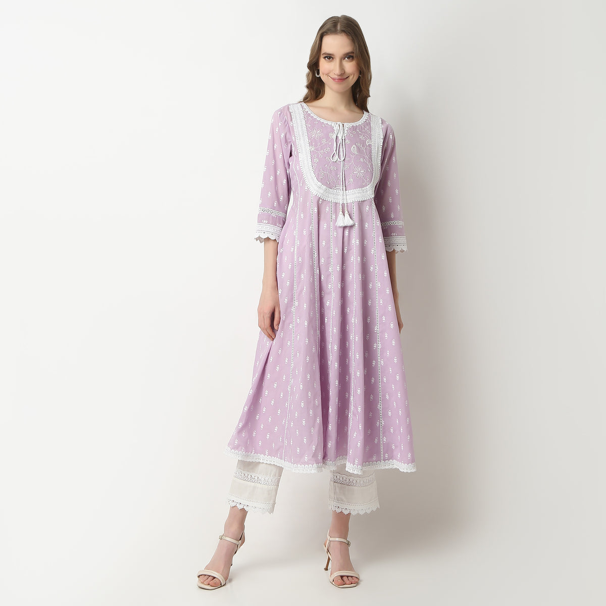 Flare Fit Printed Round Neck Kurta