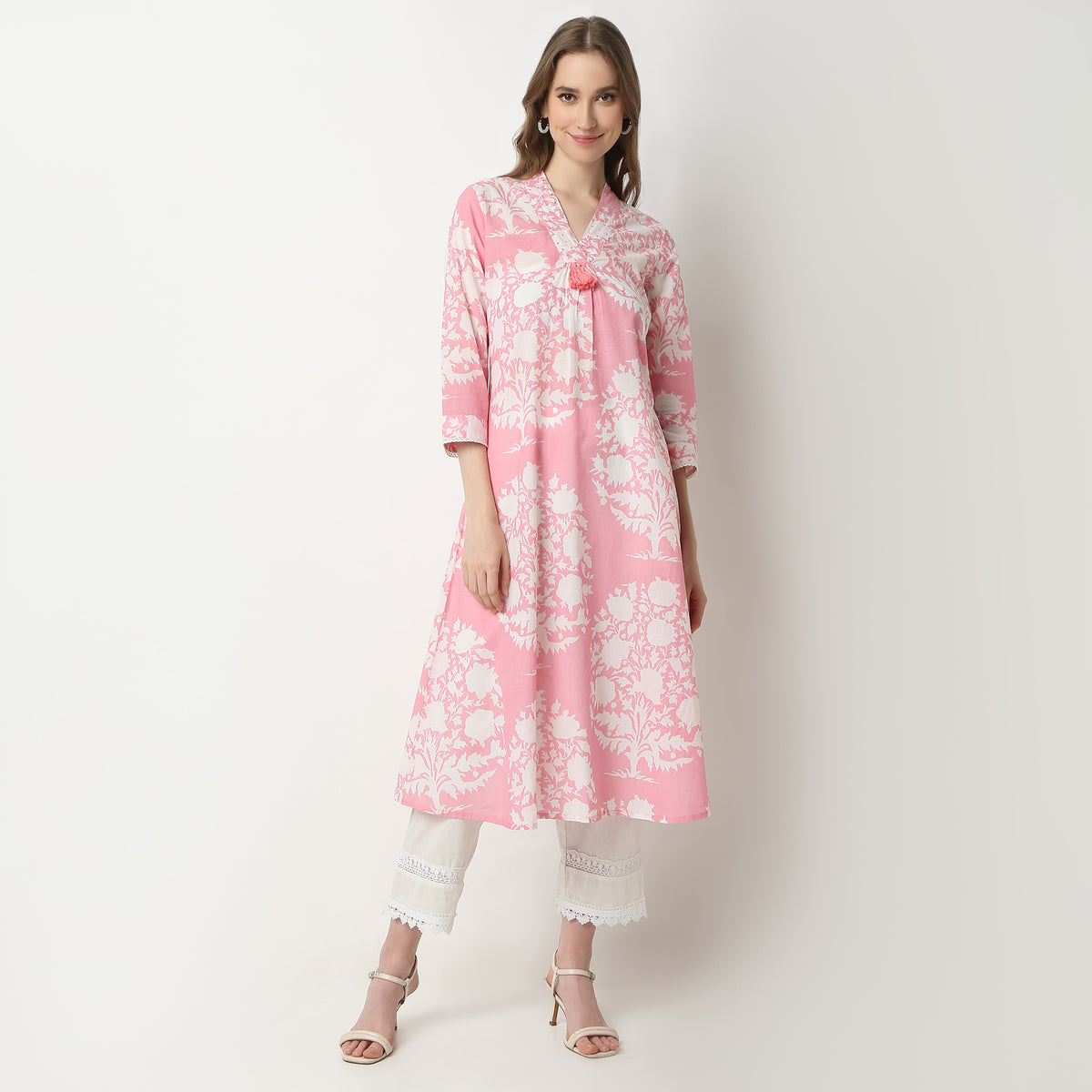 Flare Fit Printed V-Neck Kurta