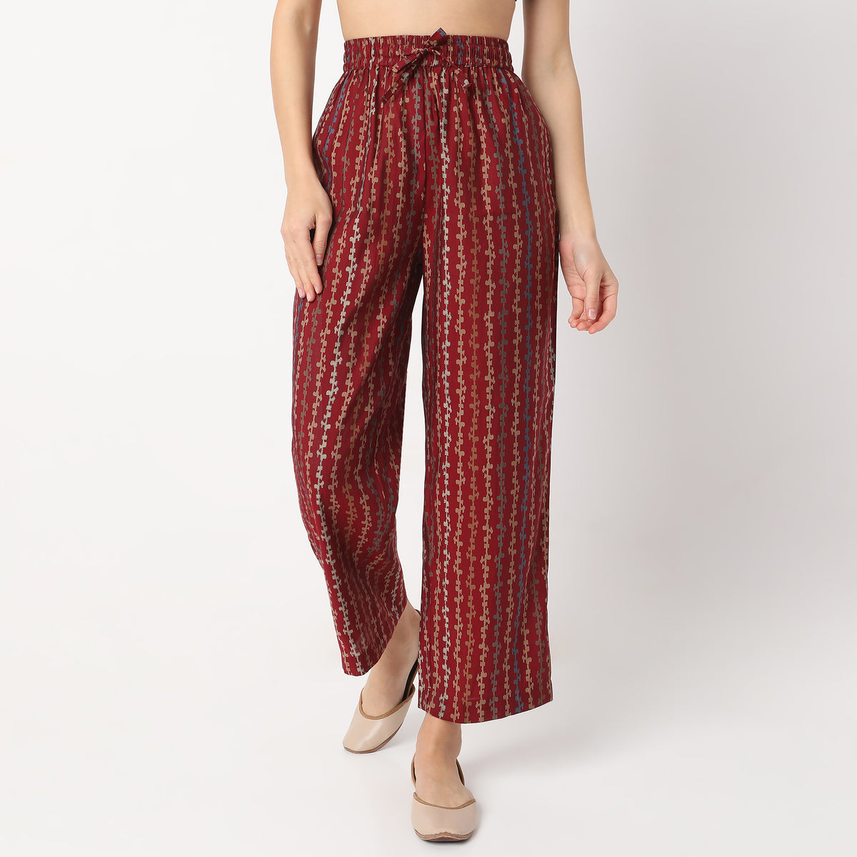 Printed Calf Length V Neck Straight Kurta with Pant Set