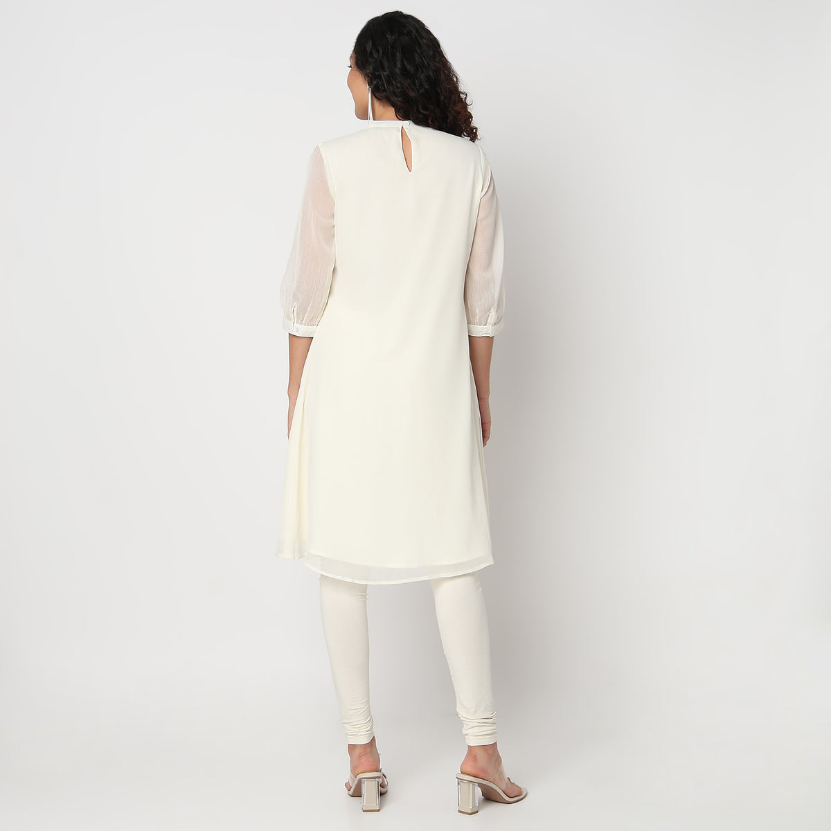 Flare Fit Printed Band Neck Kurta