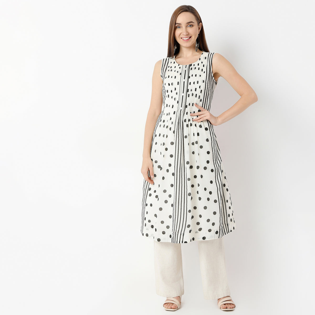 Flare Fit Printed Round Neck Kurta