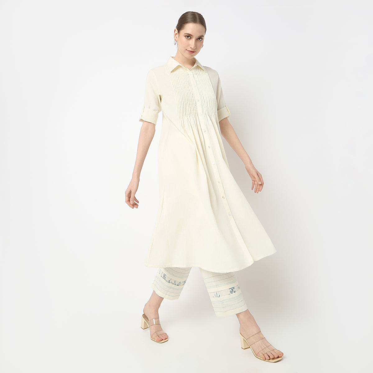 Flare Fit Solid Kurta