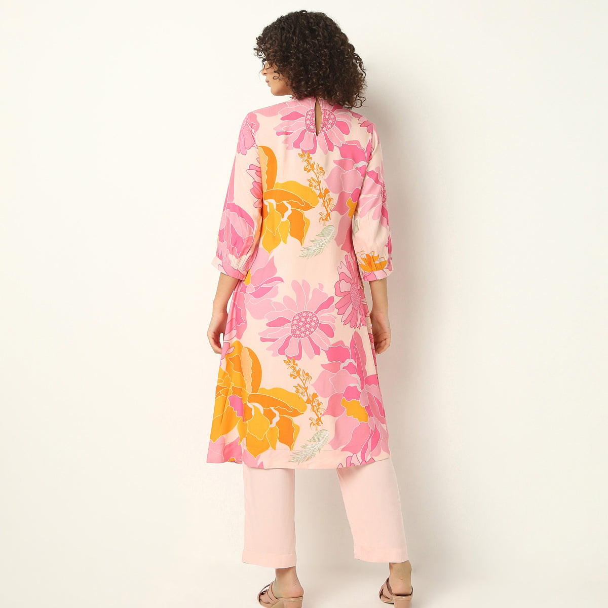 Flare Fit Printed Round Neck Kurta with Pant Set