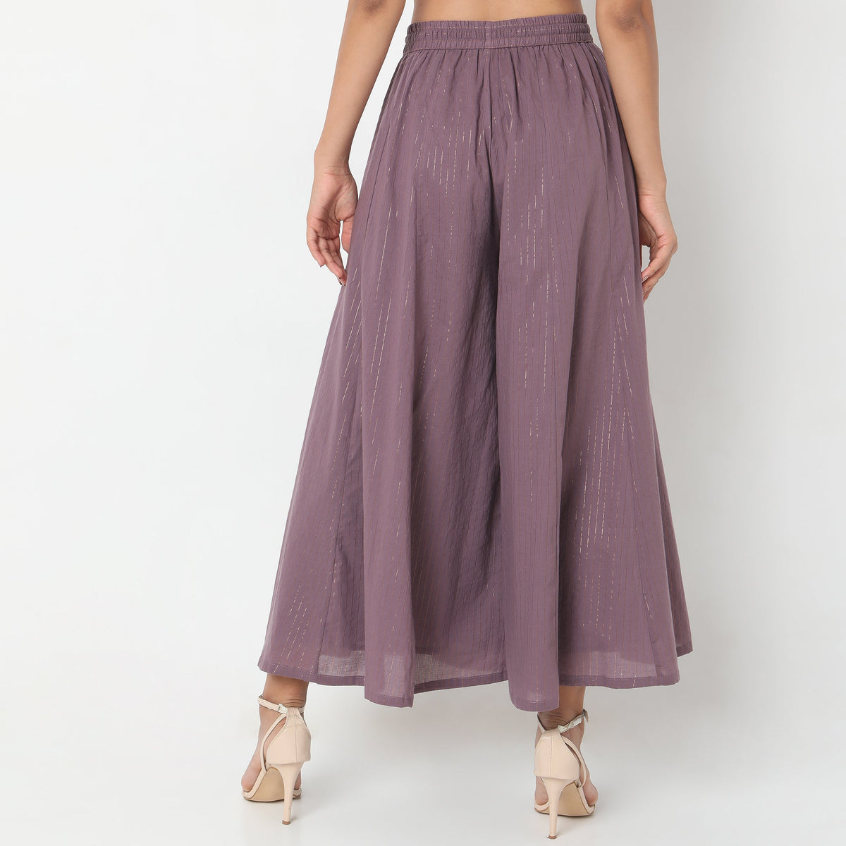 Flare Fit Striped High Rise Palazzos