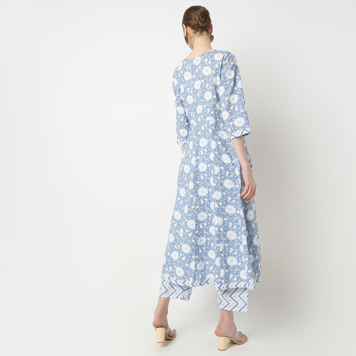 Flare Fit Printed Kurta and Pant with Dupatta Set