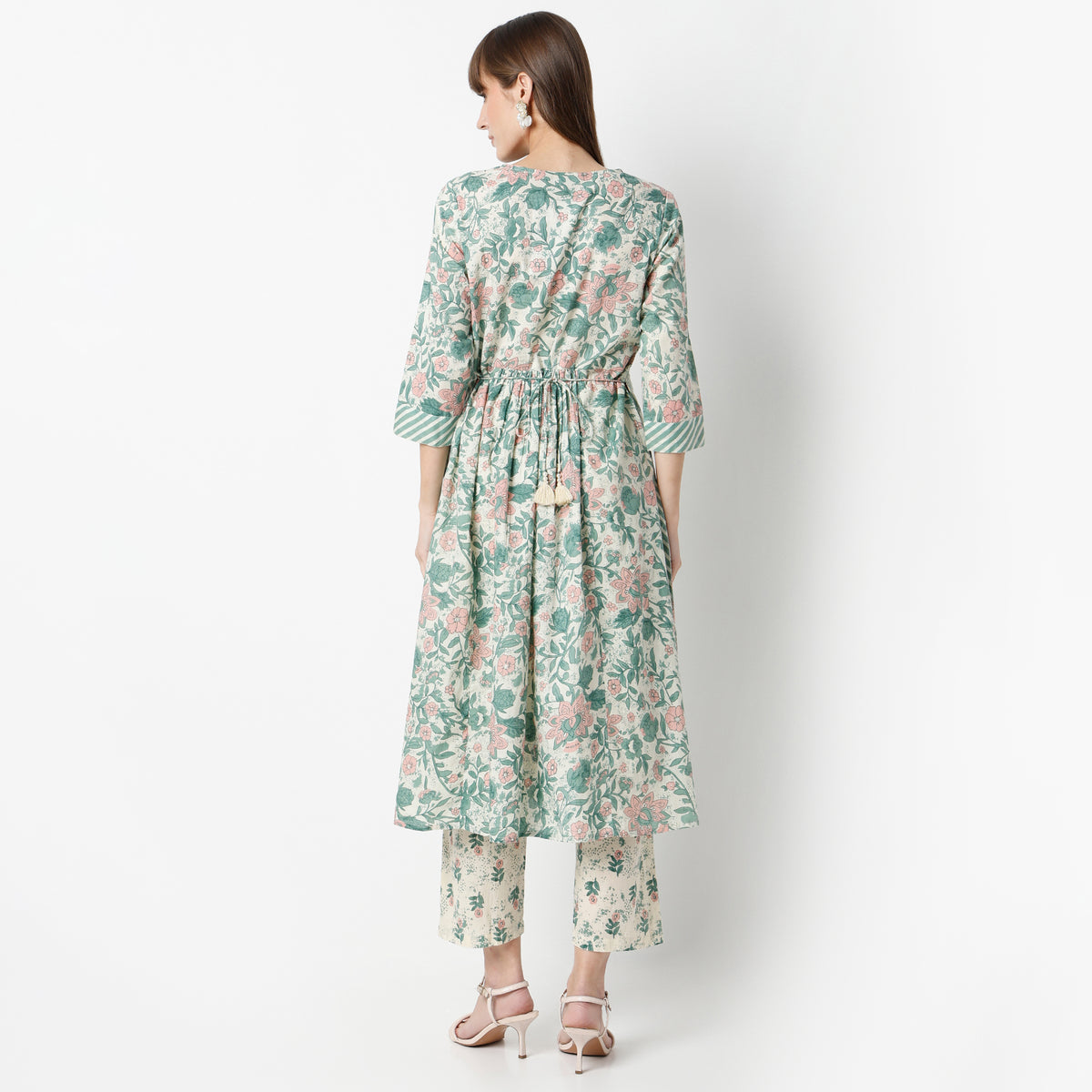 Flare Fit Printed Round Neck Kurta and Pant with Dupatta Set