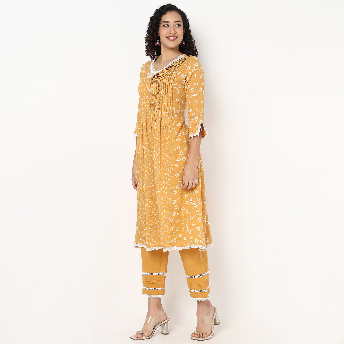 V-Neck Printed Kurta and Pant Set