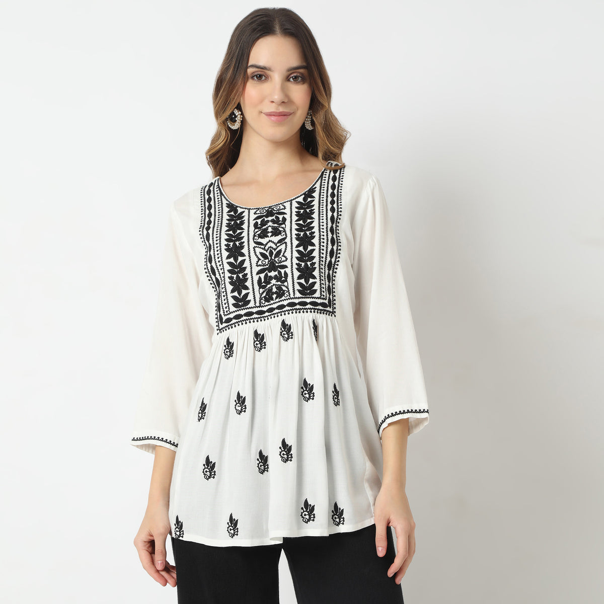 Flare Fit Embroidered Kurta