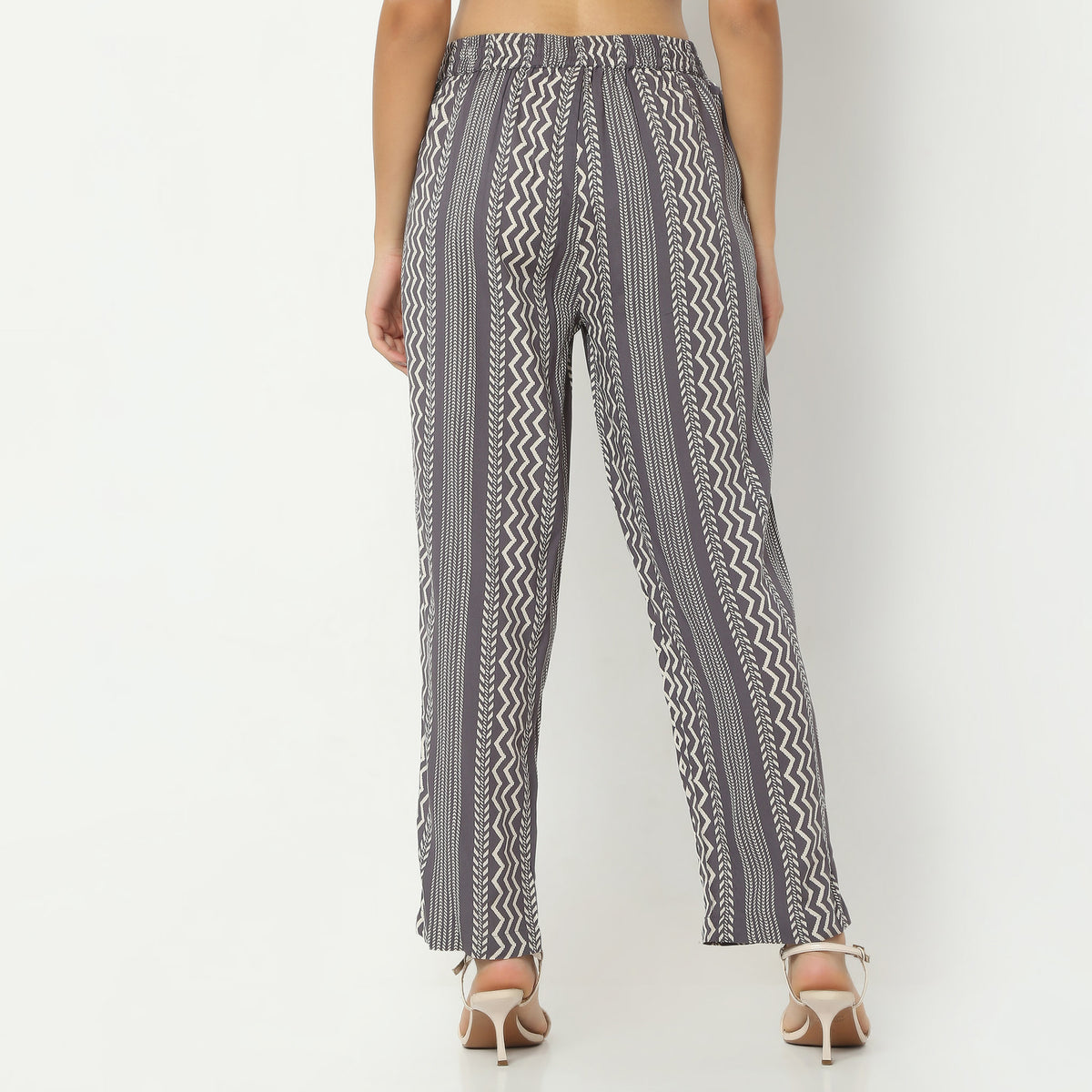 Straight Fit Printed Full Length Mid Rise Ethnic Pants