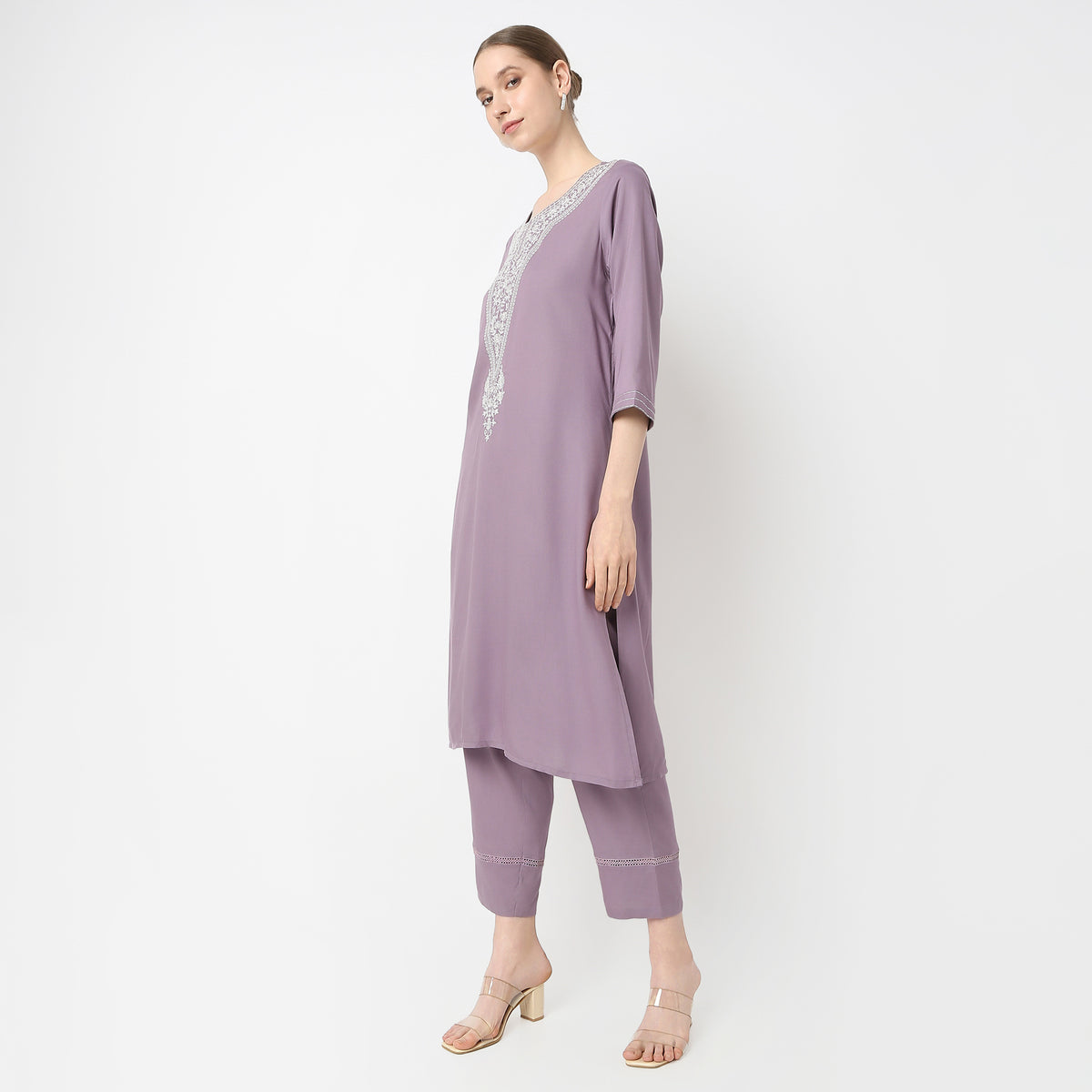 Flare Fit Embroidered Kurta