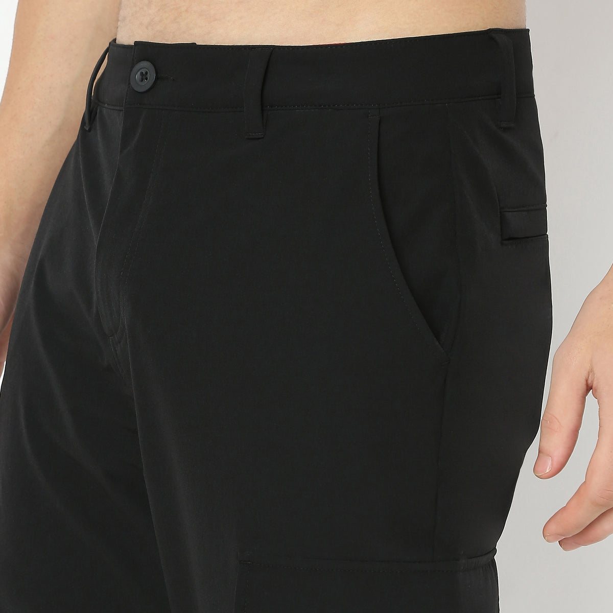 Ultra Light Weight Nylon Blend Relaxed Fit Cargo Pants With Utility Pockets