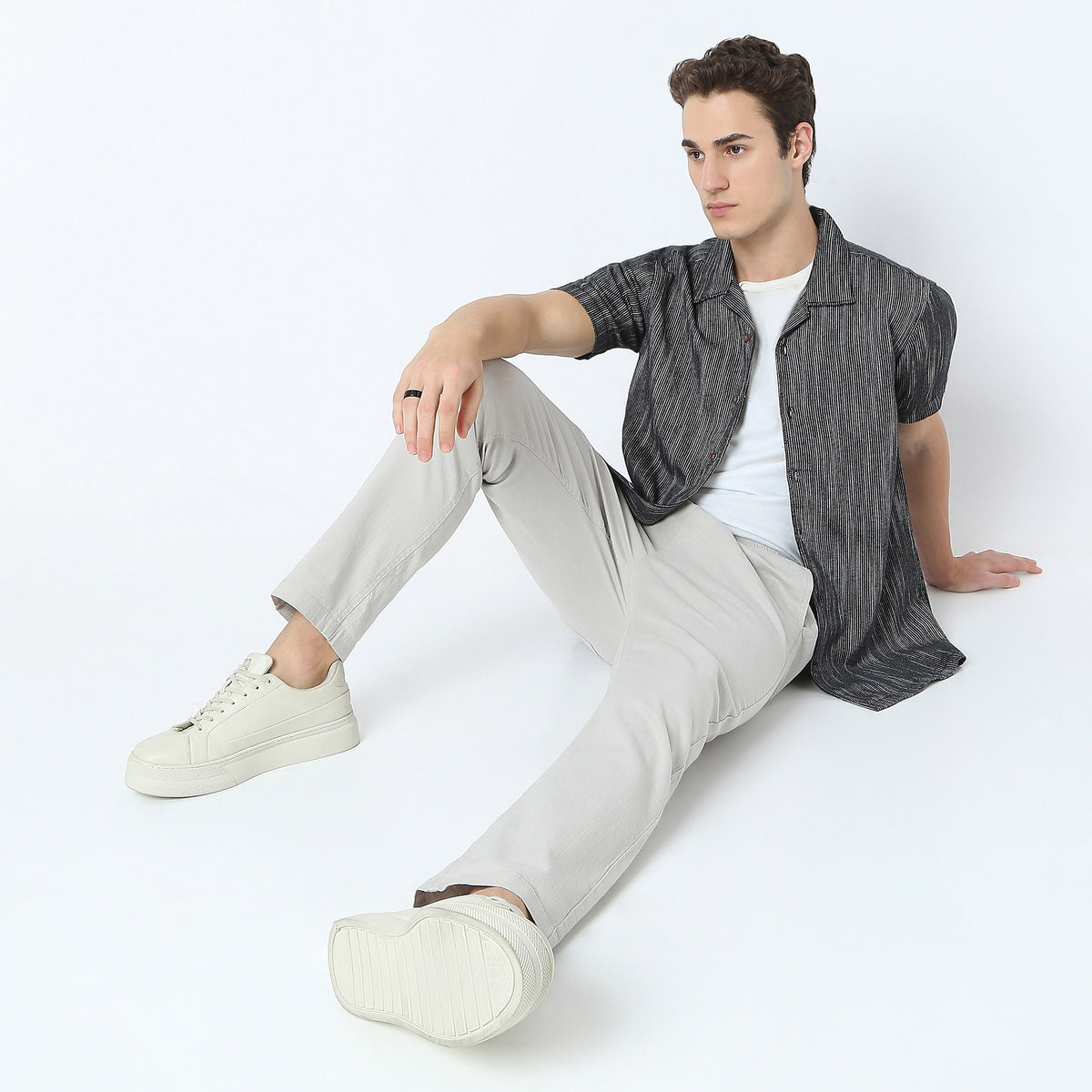 Structured Camp Collar Modern Explorer Mood Half Sleeve Shirt