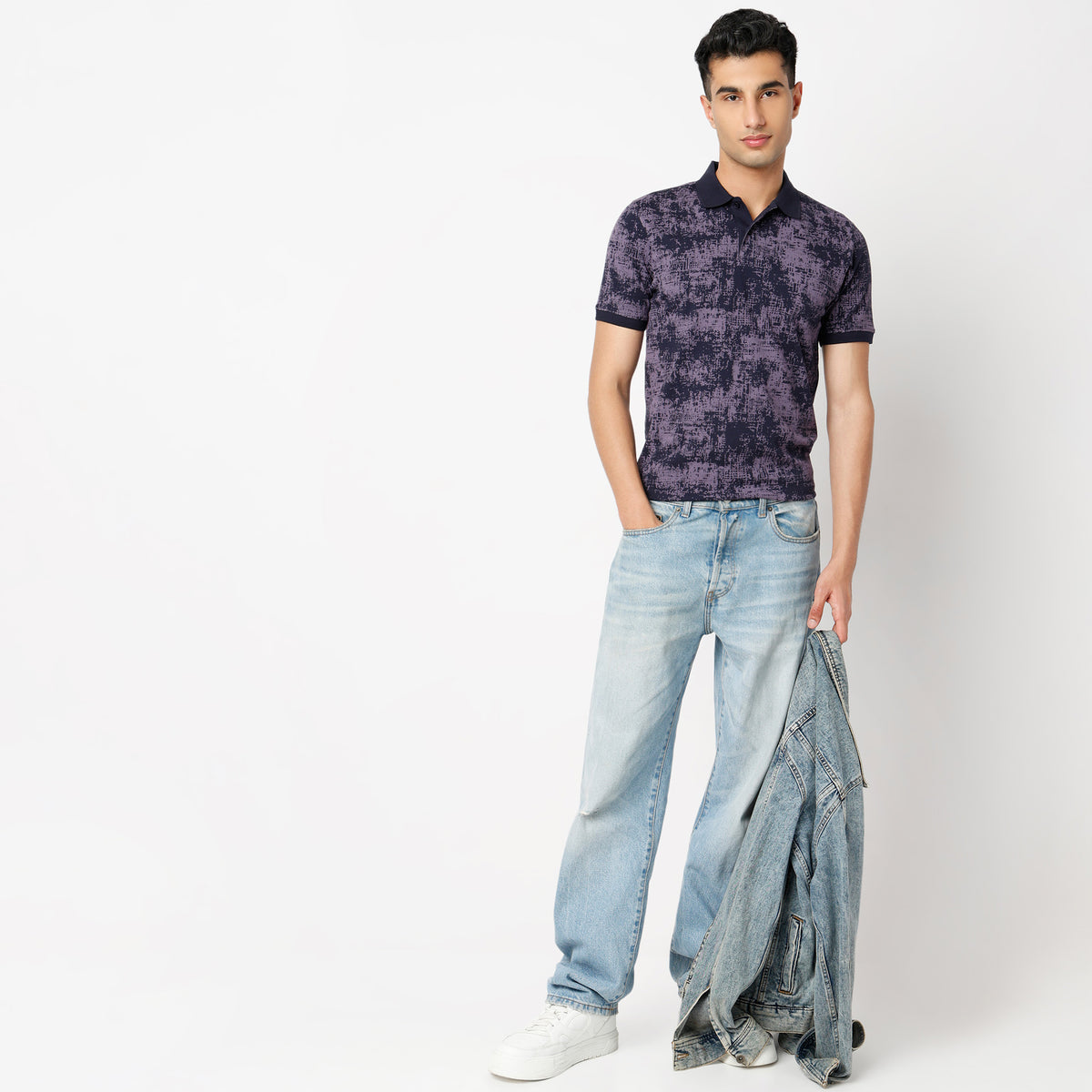 Regular Fit All Over Print Regular Length Polo T-Shirt