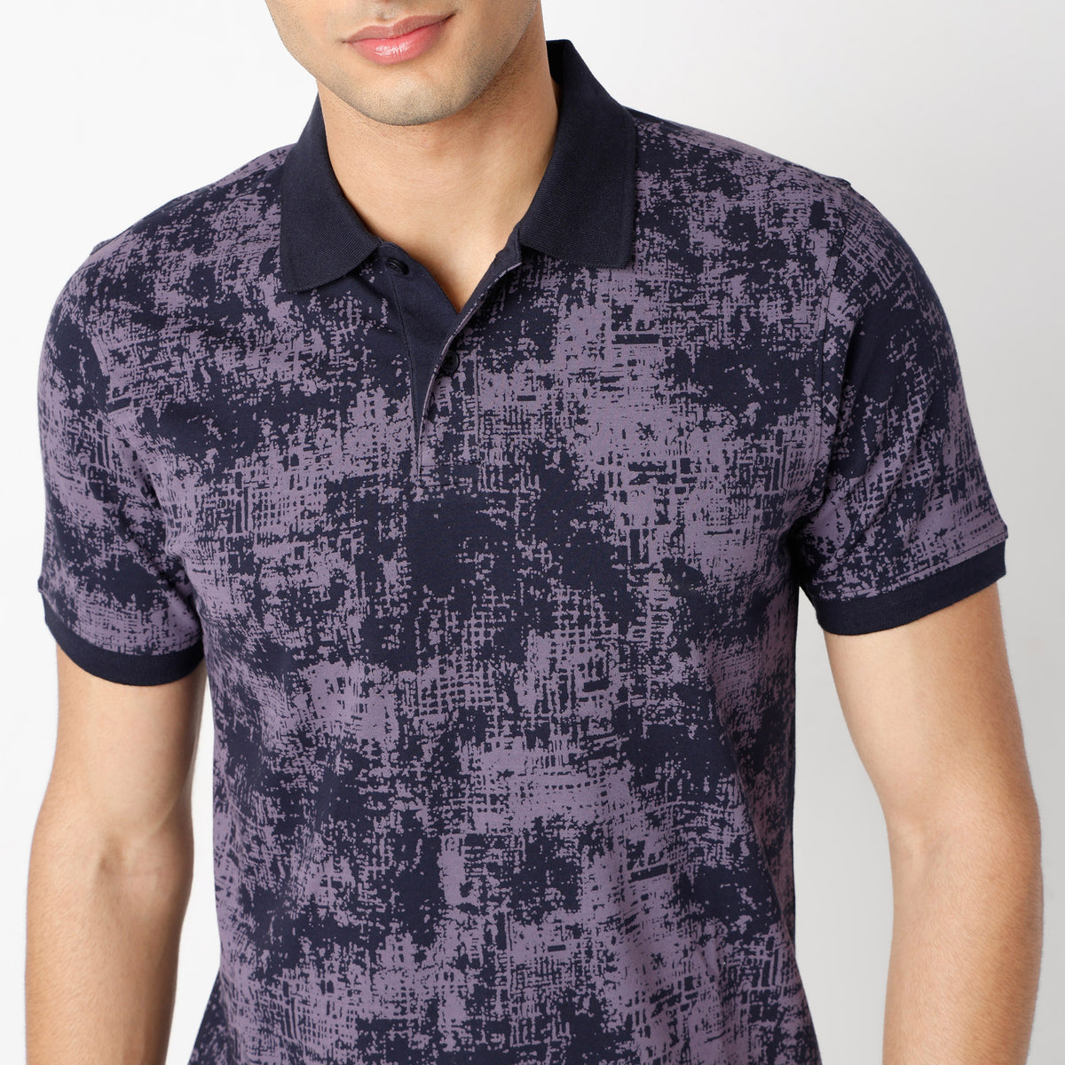 Regular Fit All Over Print Regular Length Polo T-Shirt