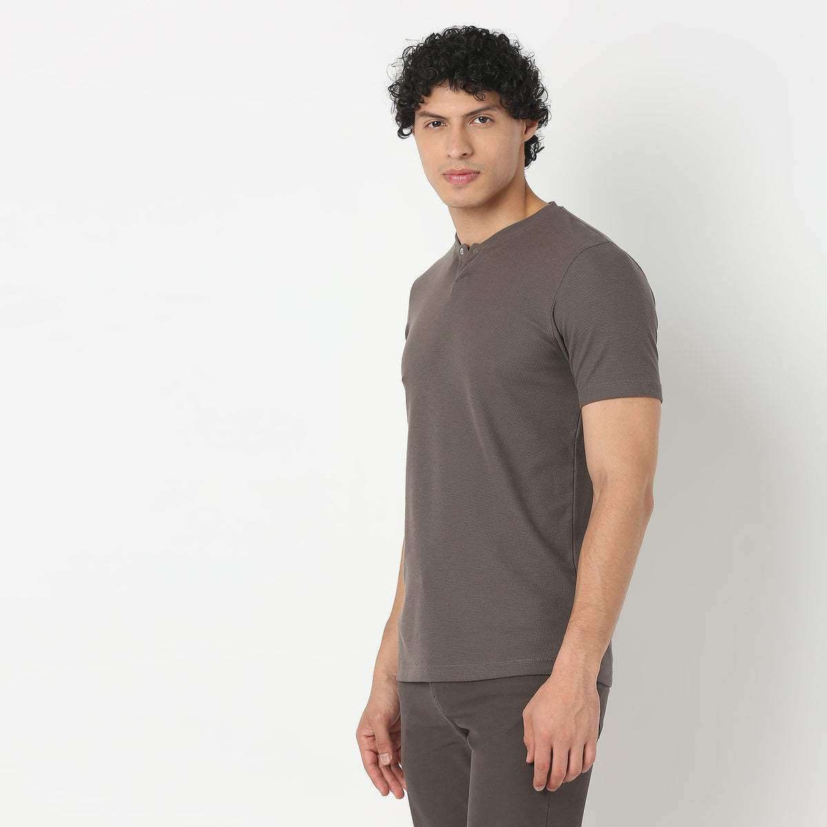 Henley Neck Structured Lumberjack T-Shirt