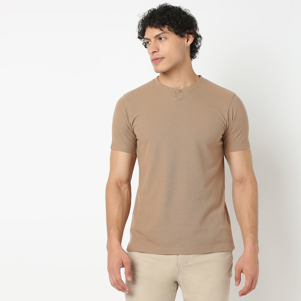 Henley Neck Structured Lumberjack T-Shirt