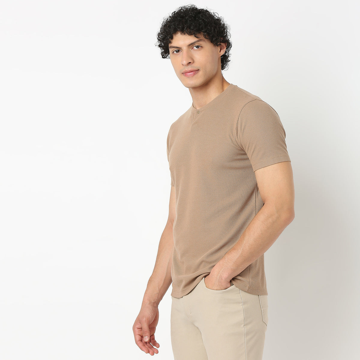 Henley Neck Structured Lumberjack T-Shirt