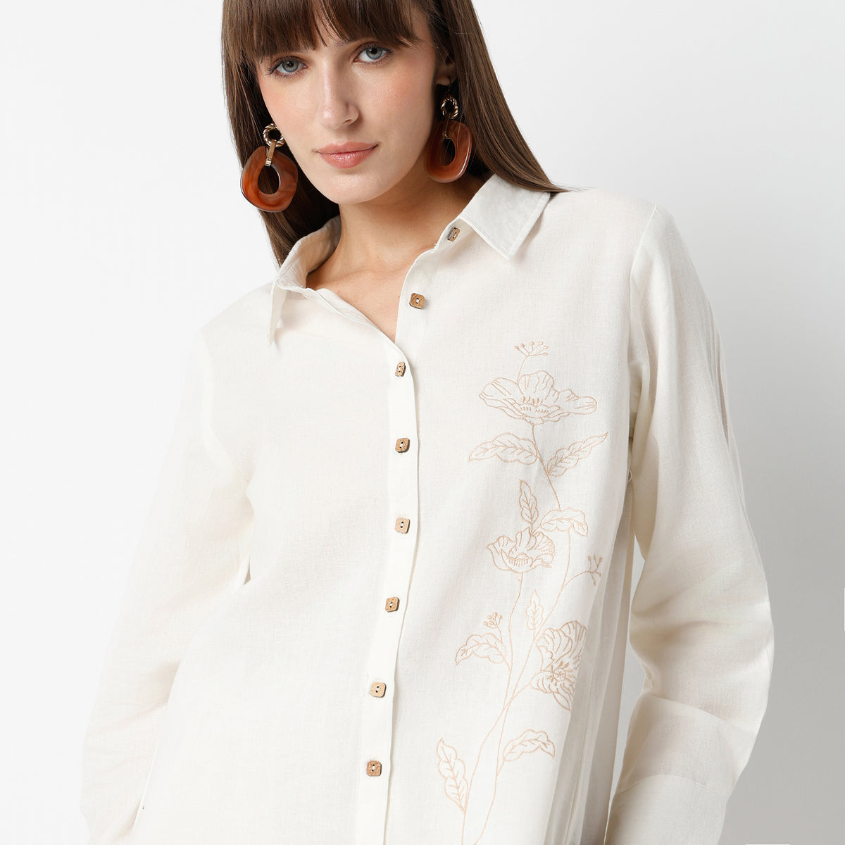 Regular Fit Embroidered Regular Length Shirt