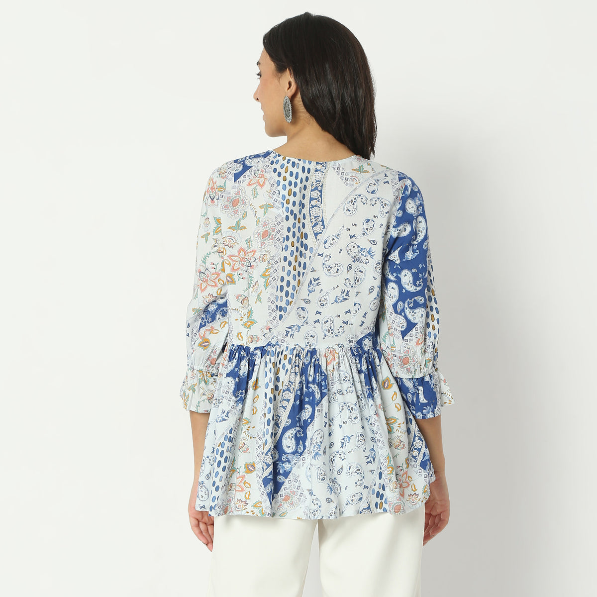 Flare Fit Printed V-Neck Above Knee Top
