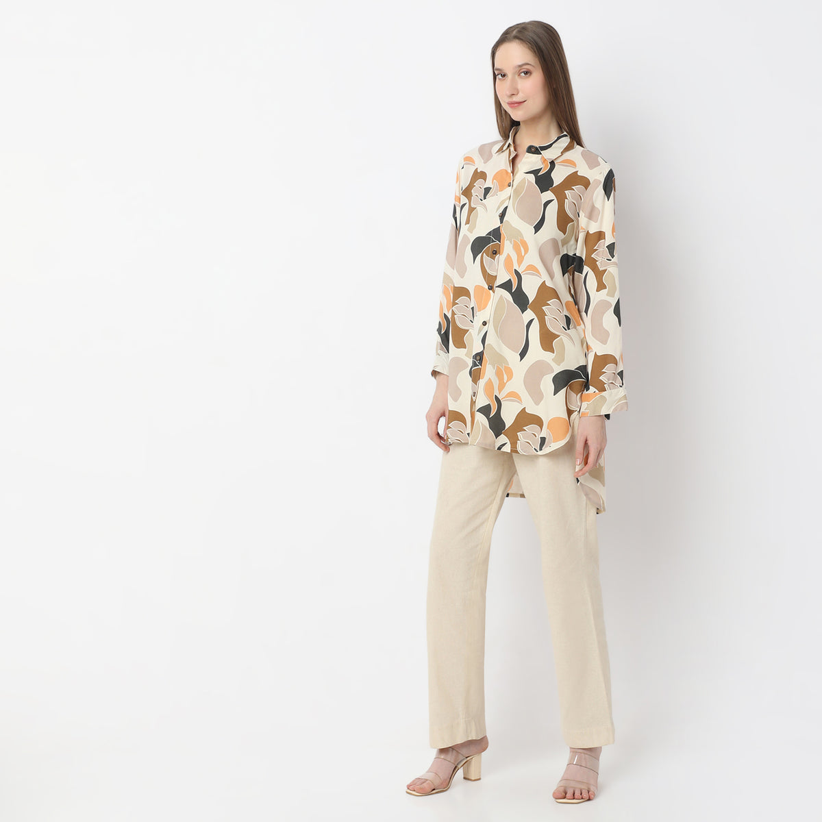 A-Line Printed Full Sleeve Flared Tunic