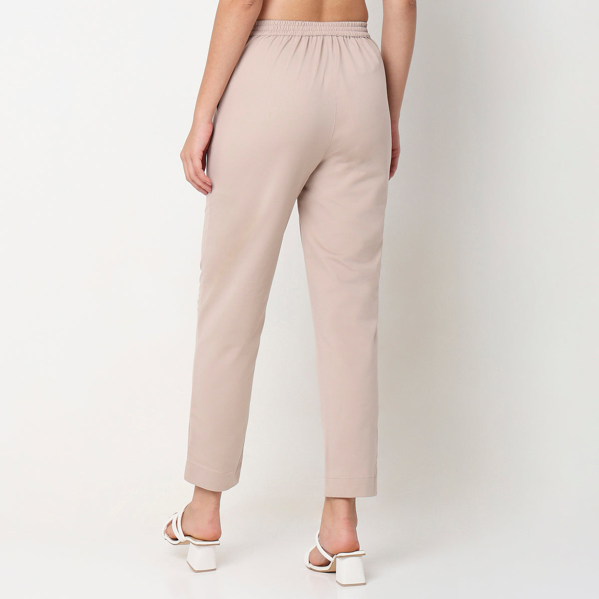 Slim Fit Solid Mid Rise Ethnic Pants