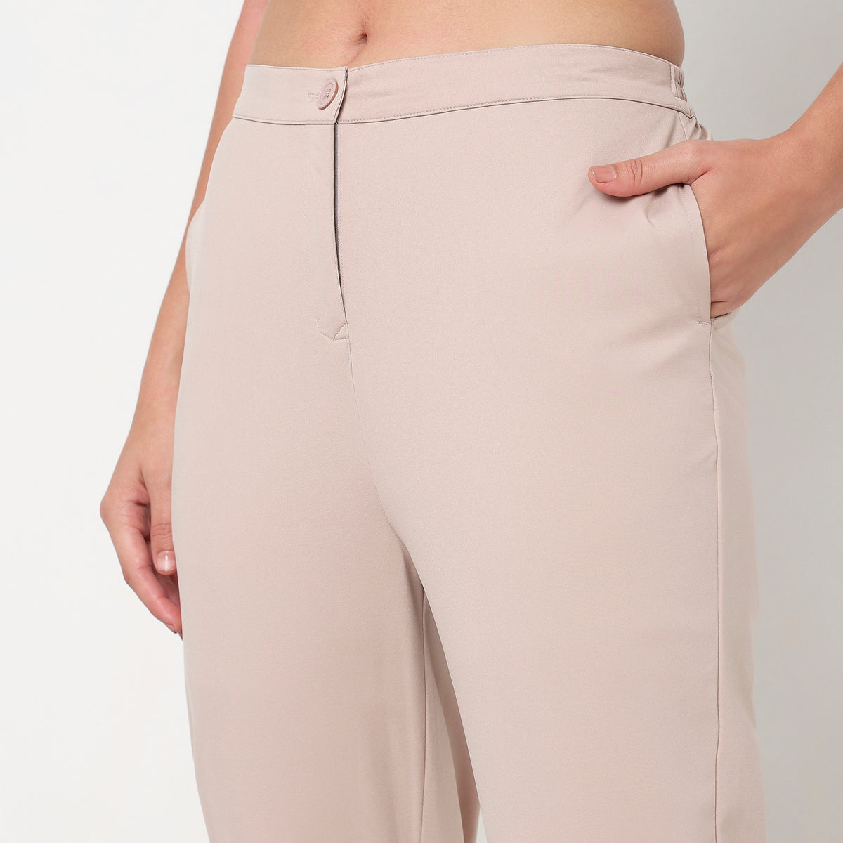 Slim Fit Solid Mid Rise Ethnic Pants