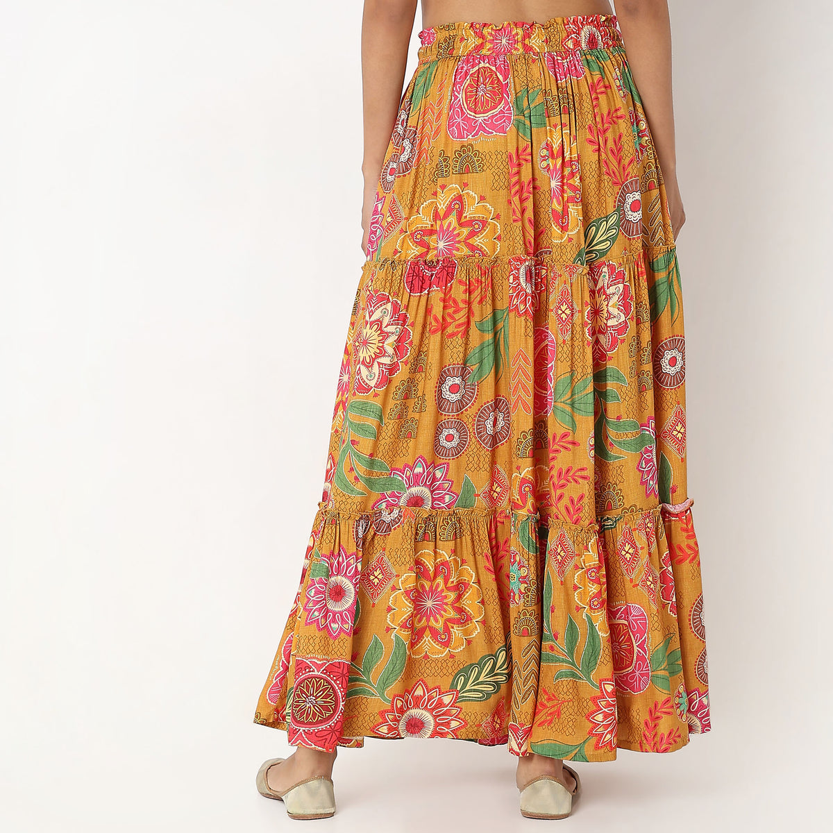Flare Fit Printed Mid Rise Skirts