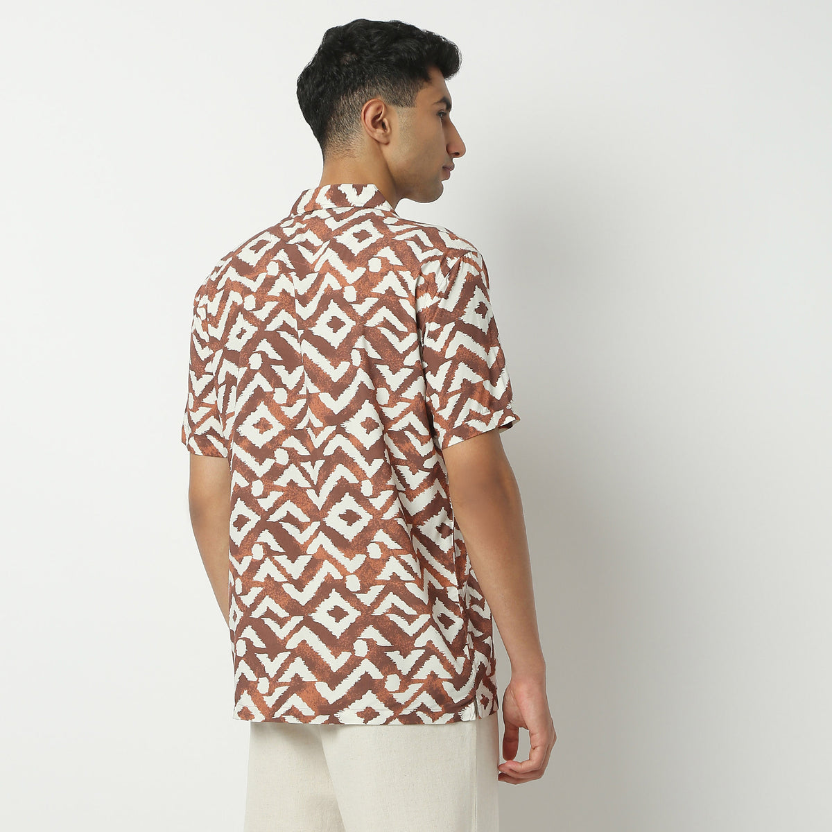 Relaxed Fit Digital Print Camp Collar Shirt