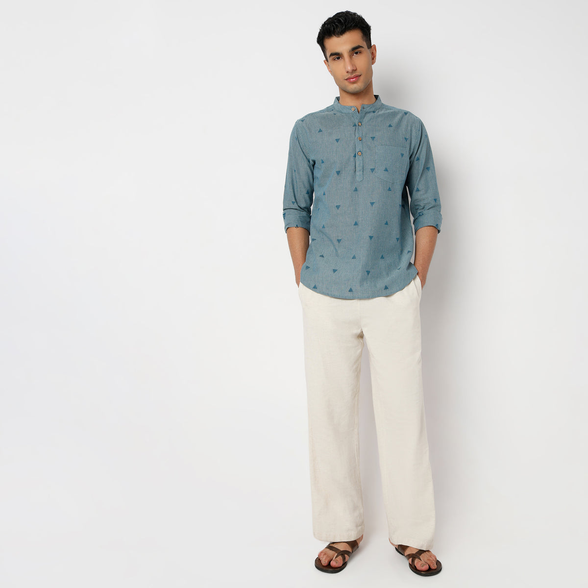Regular Fit Jacquard Short Length Kurta