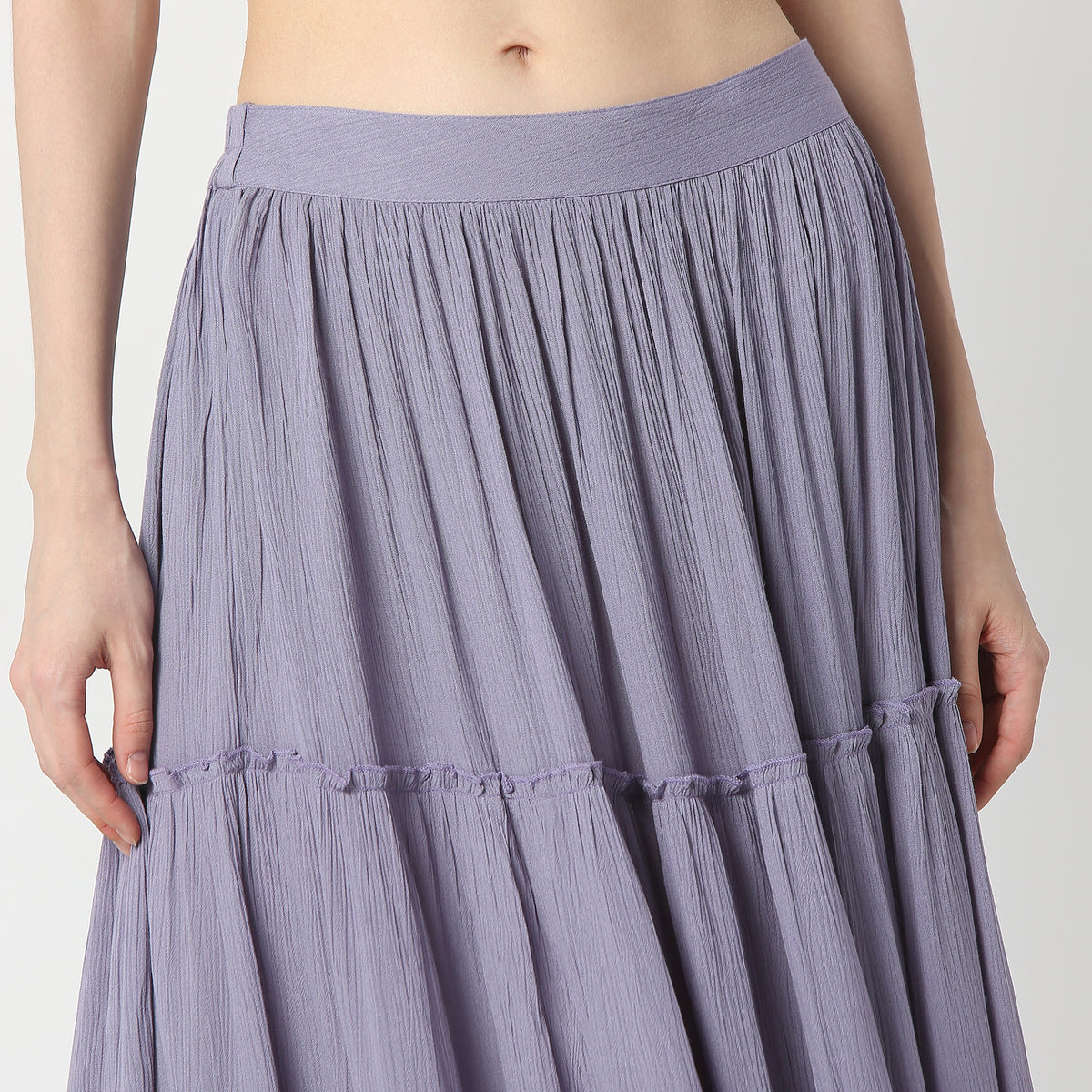 Flare Fit Solid High Rise Skirt