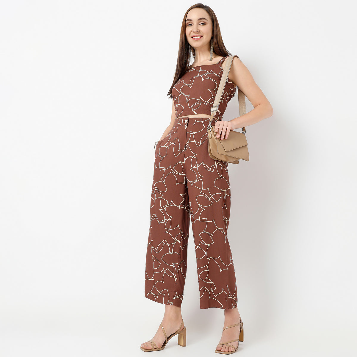 Flare Fit Printed Ankle Length High Rise Culottes