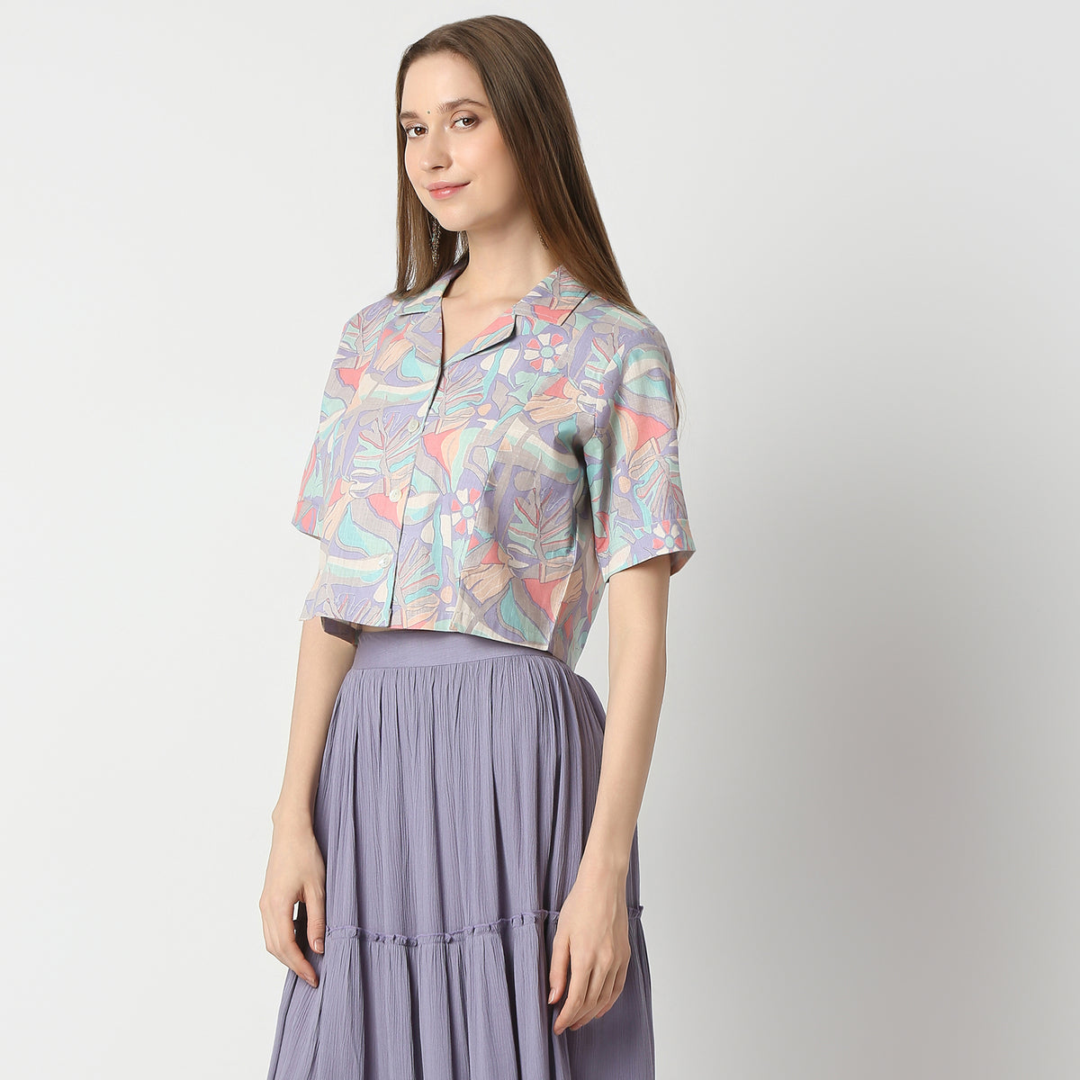 Regular Fit Printed Crop Length Top Top