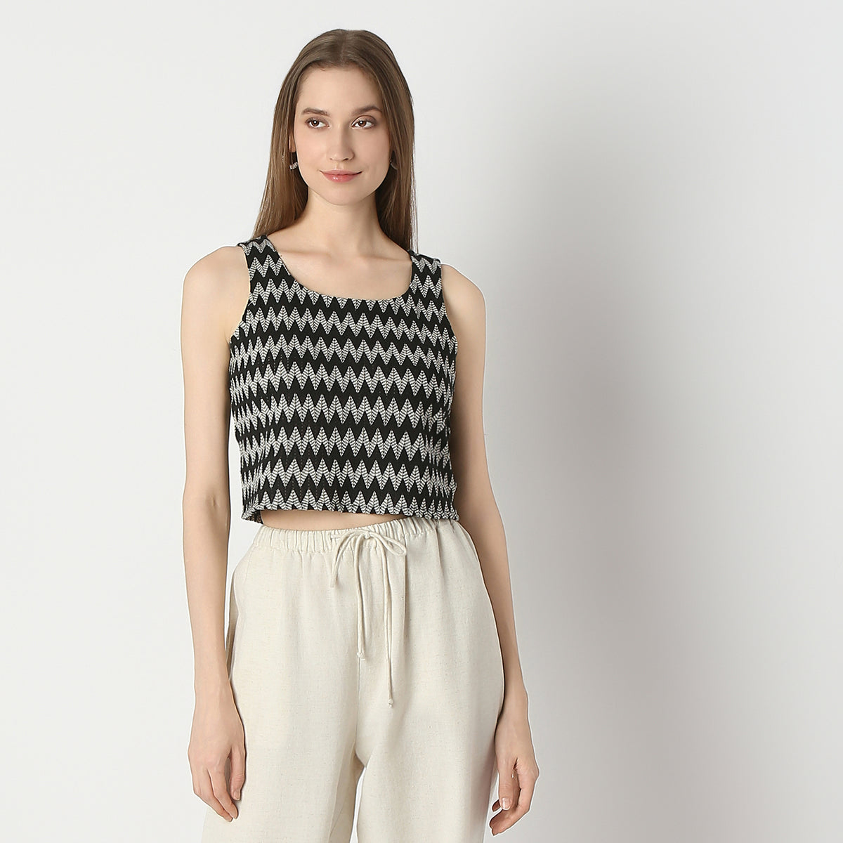 Regular Fit Printed Cropped Top