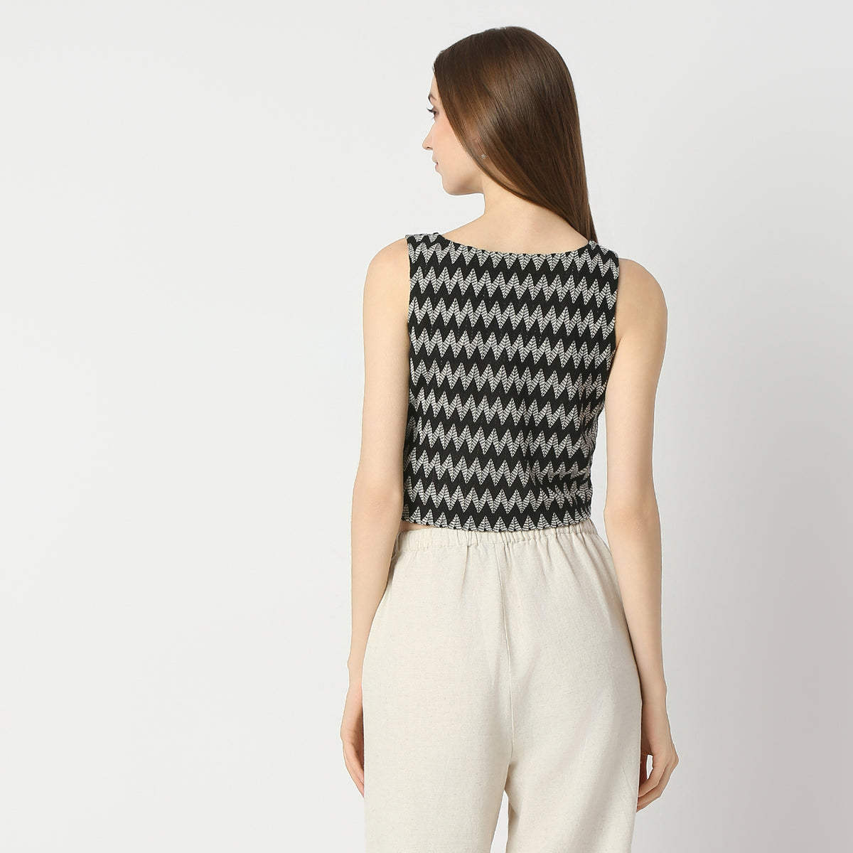 Regular Fit Printed Cropped Top