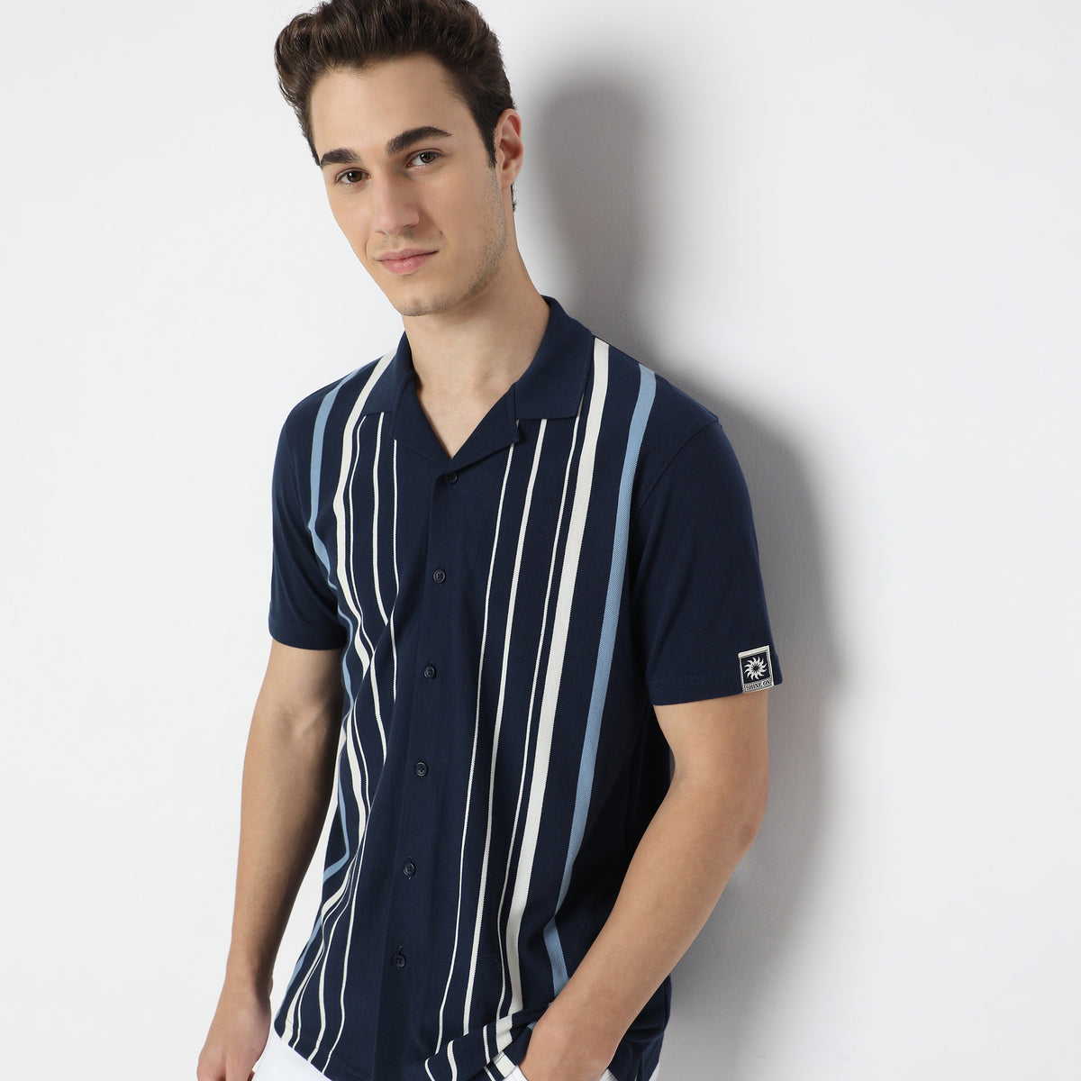 Structured Modern Smart University Style Half Sleeve Cuban Shirt