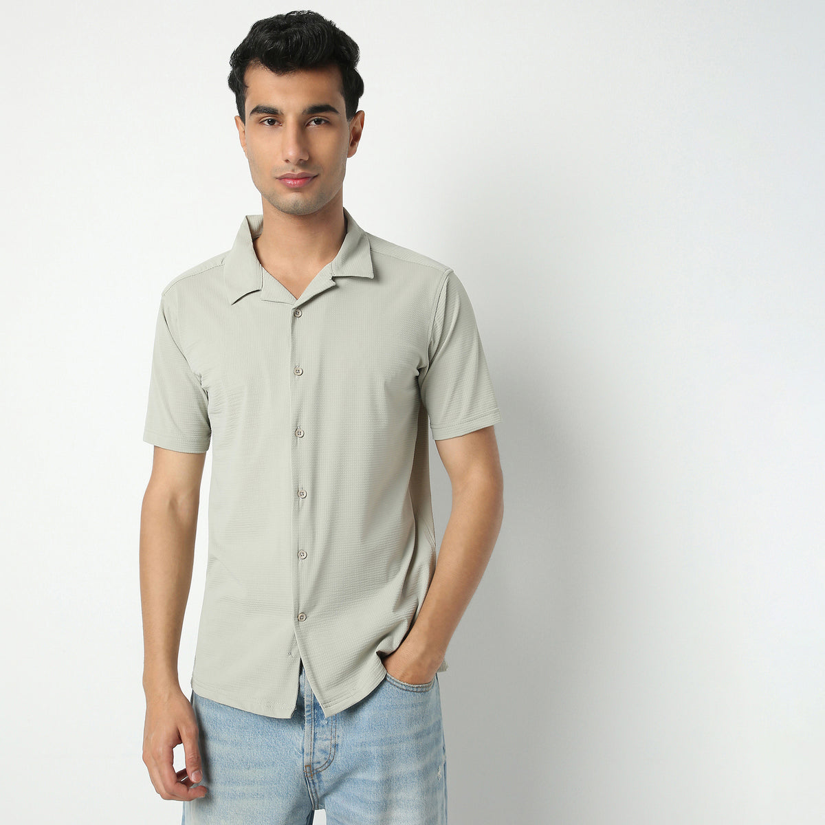 Regular Fit Printed Shirt Collar Regular Length Shirt