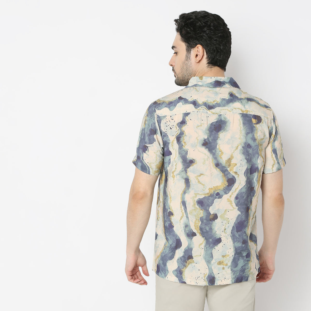 Regular Fit Printed Camp Collar Regular Length Shirt
