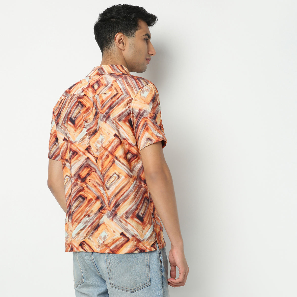 Regular Fit Printed Camp Collar Regular Length Shirt