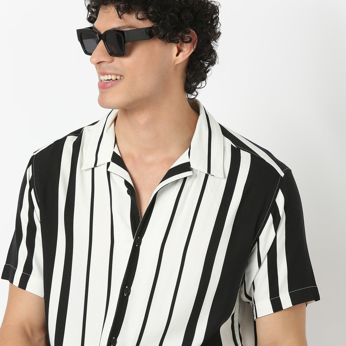 Striped Camp Collar Shirt