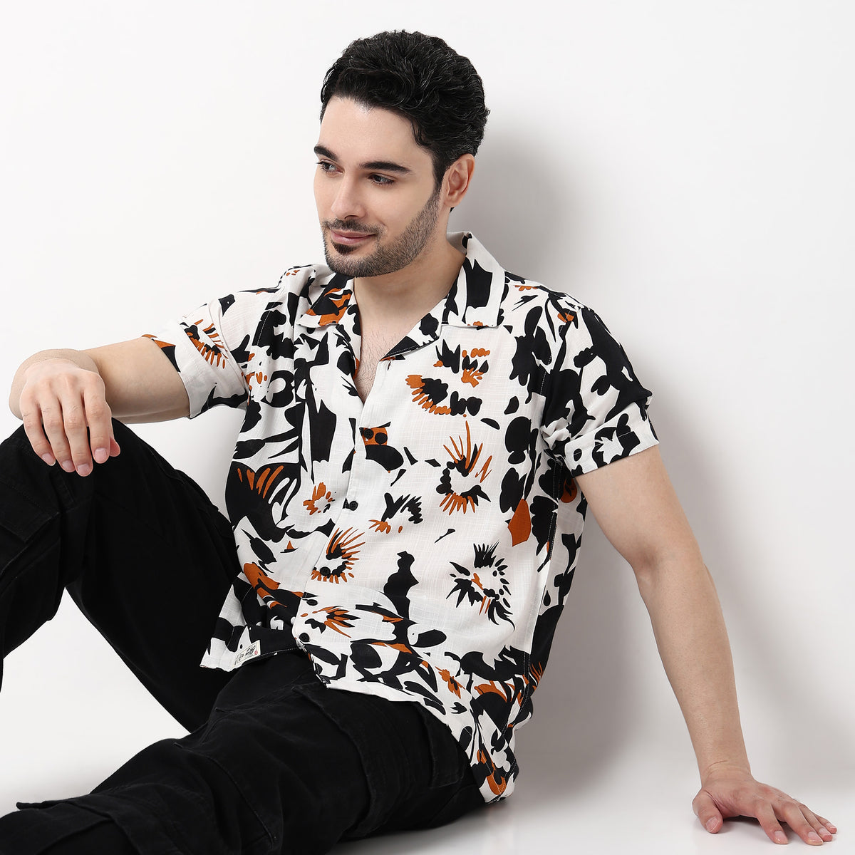 Mens Textured Cuban Shirt