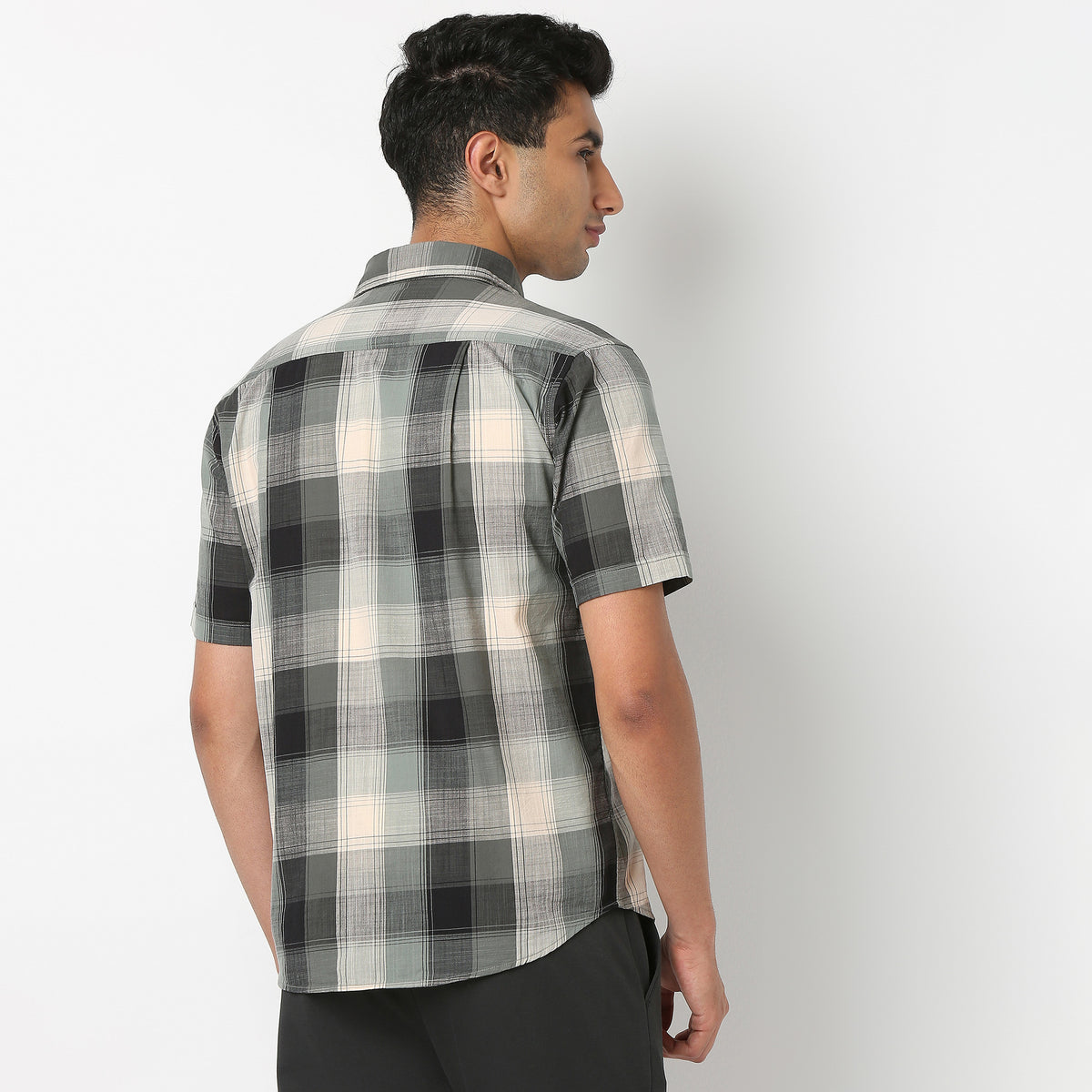 Country Slub Checkered Half Sleeve Shirt
