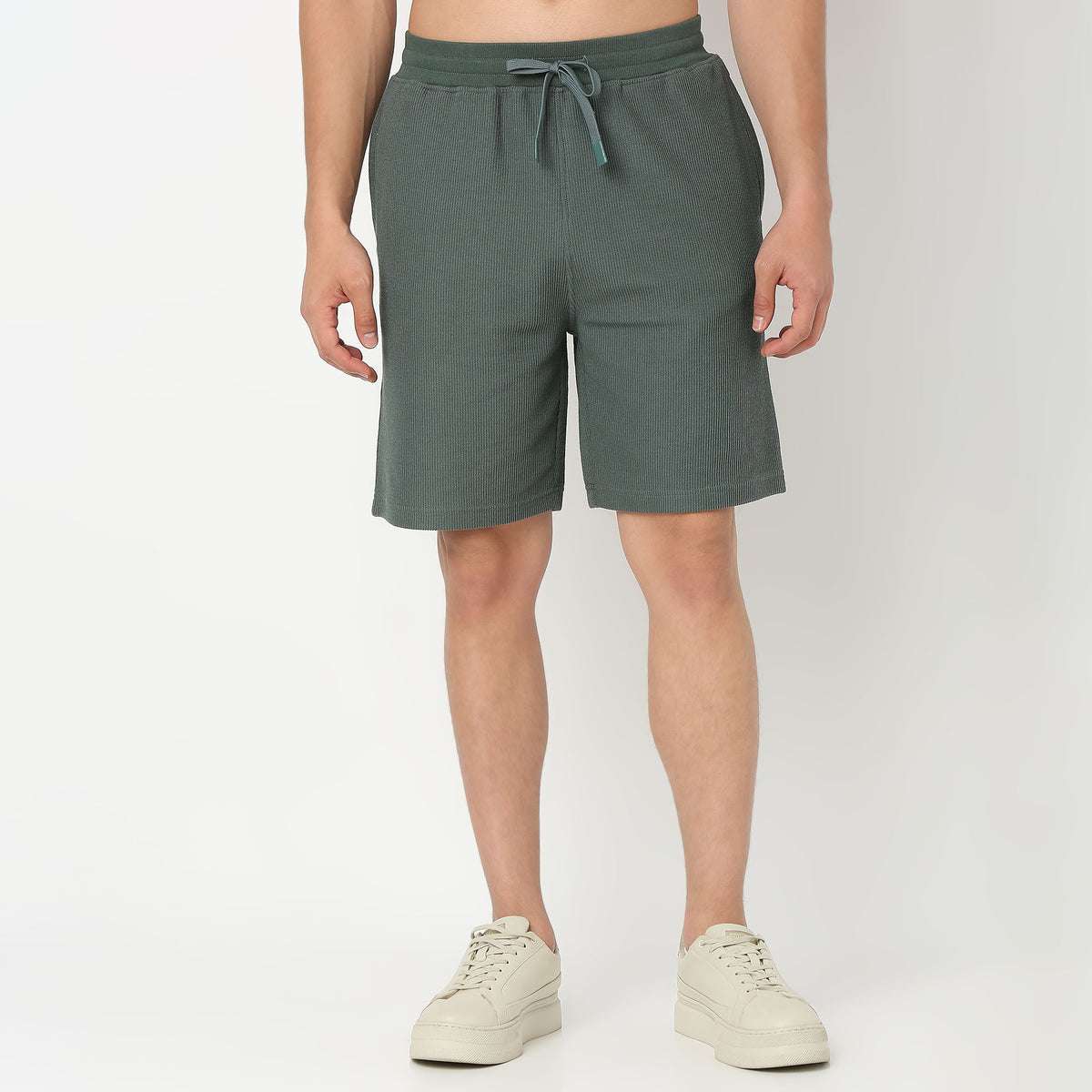 Above Knee Structured Cropped Bermuda Structured Shorts
