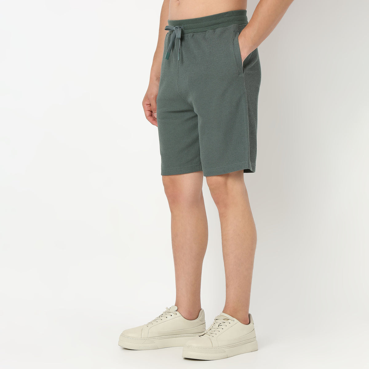 Above Knee Structured Cropped Bermuda Structured Shorts