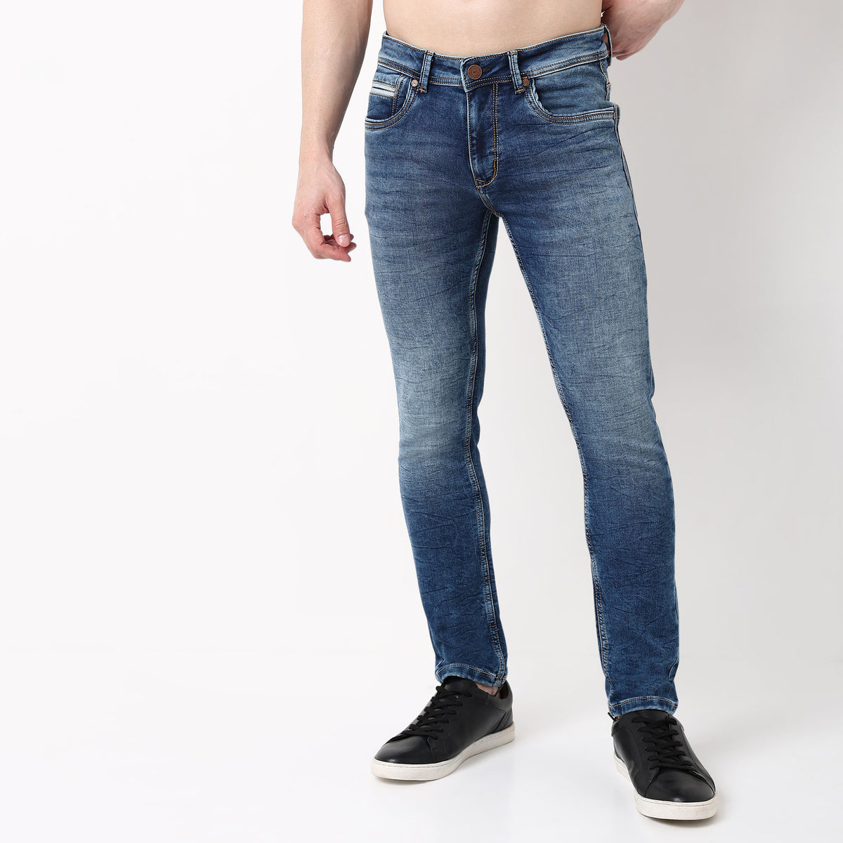Slim Fit Vintage Wash Jeans