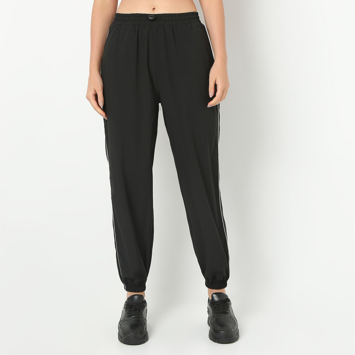 Solid Full Length Relaxed Fit Athleisure Legwear Sports Joggers