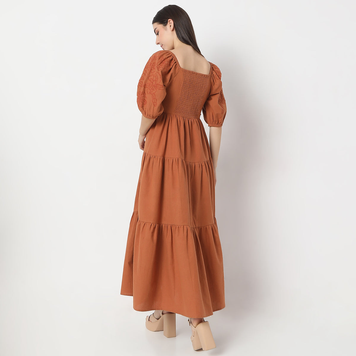 Flare Fit Solid Dress