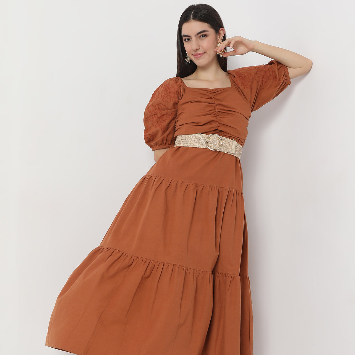Flare Fit Solid Dress