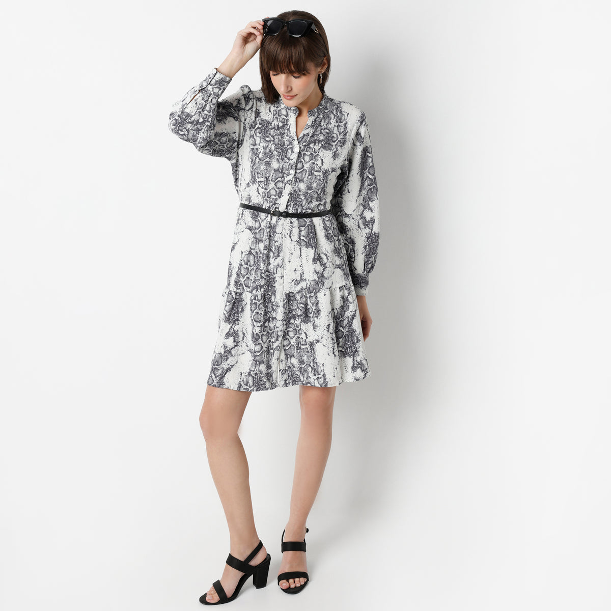 Flare Fit Printed Above Knee Dress