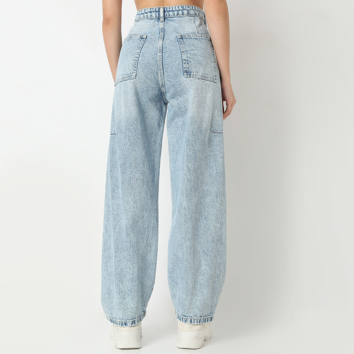 Straight Fit Solid Full Length High Rise Jeans