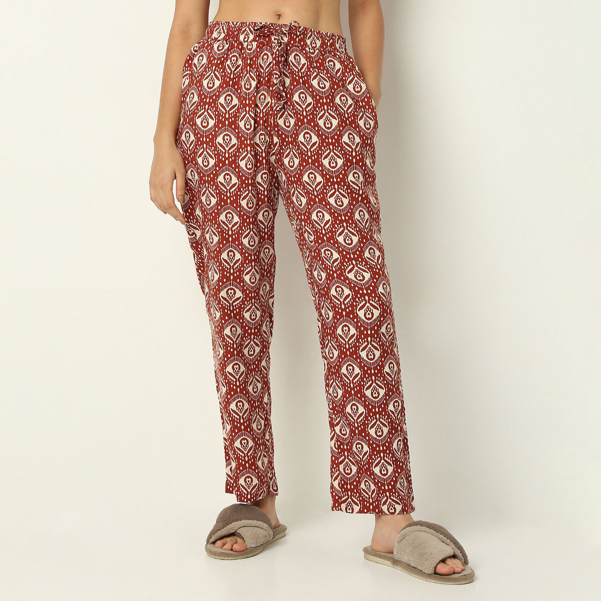 Regular Fit Printed Lapel Collar Shirt with Pyjama Set